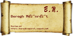 Beregh Ménrót névjegykártya